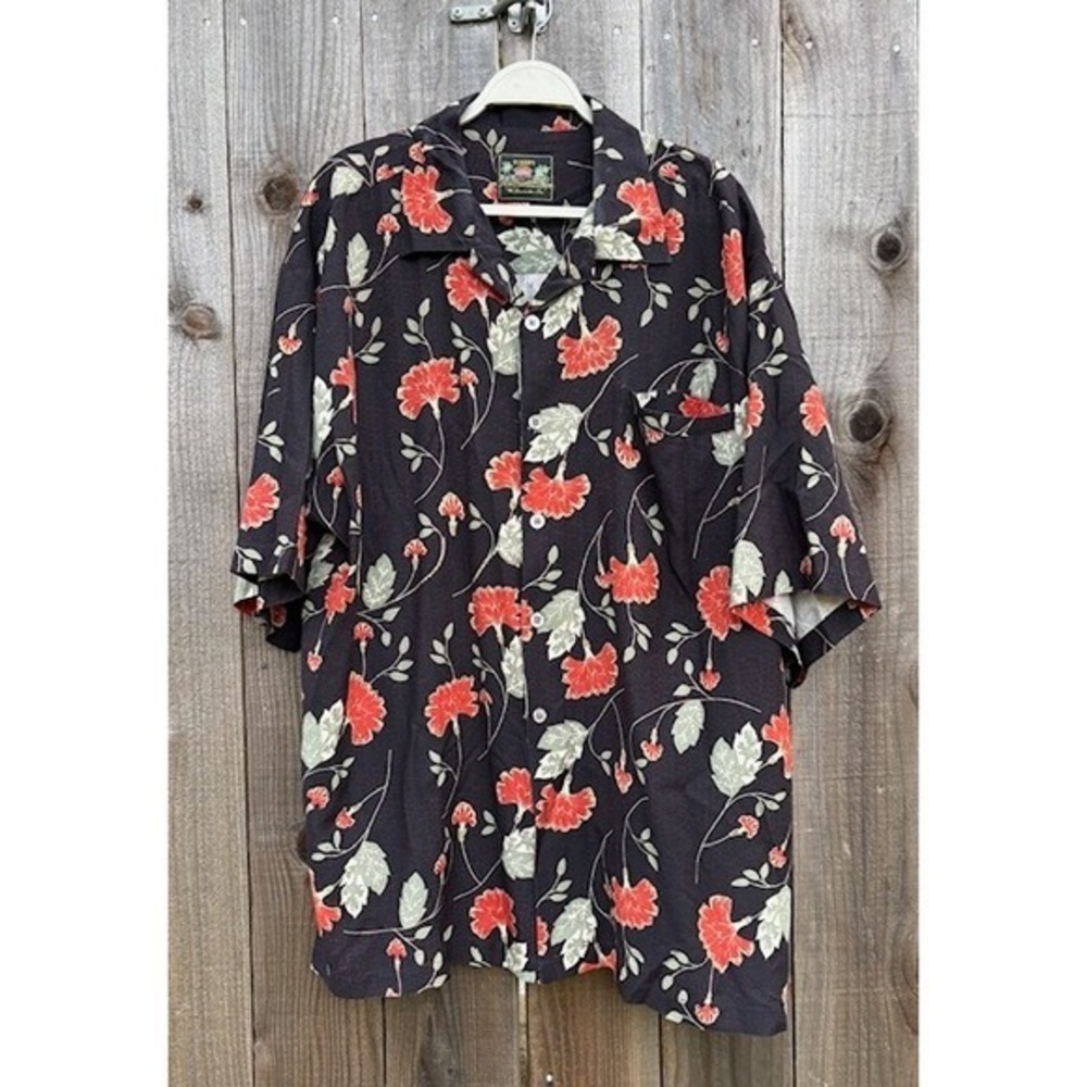 Pusser's 100% Silk Tropical Floral Button Up Shirt Men's‎ XL TG